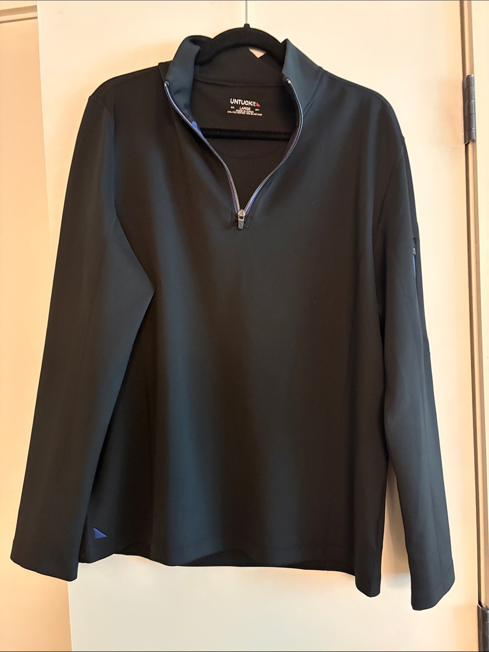 UNTUCKit Black Quarter-Zip Pullover with Navy Trim